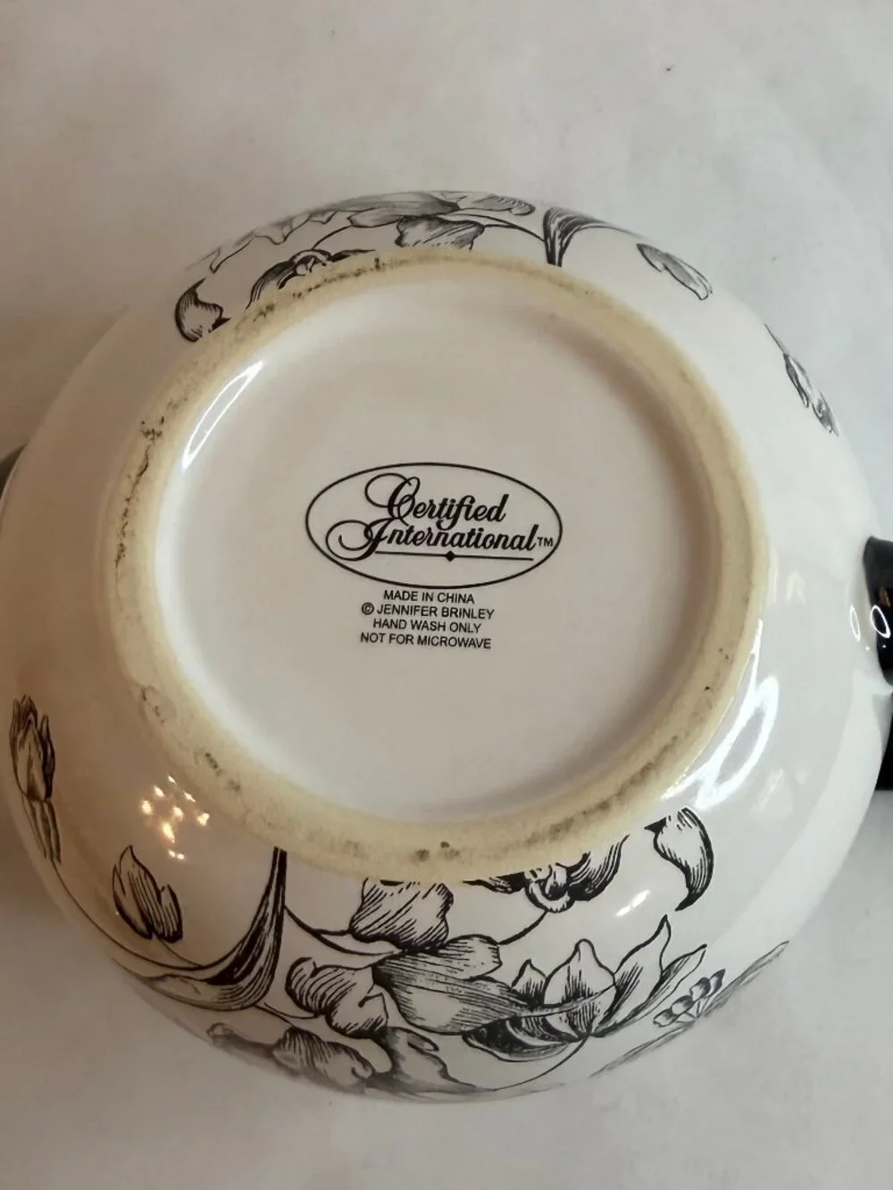 Certified International Teapot Jennifer Brinley Black & White Floral 4 Cup #4123